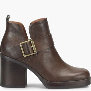 Kork-Ease Dark Brown Leather Ankle Booties
